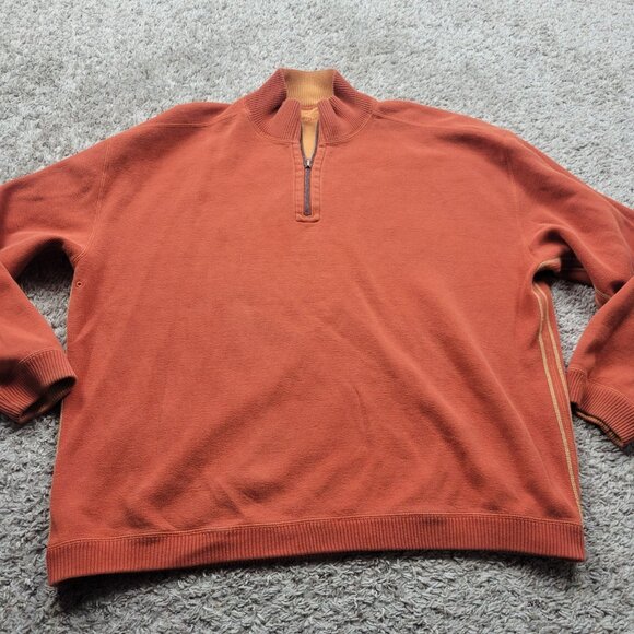 Tommy Bahama Sweater Mens XL Orange Reversible 1/4 Zip - Picture 6 of 9